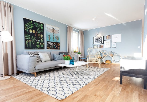 Pastel blue Scandinavian interior