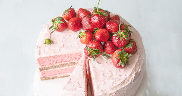 Strawberry banana milkshake cake by Hungry Rabbit