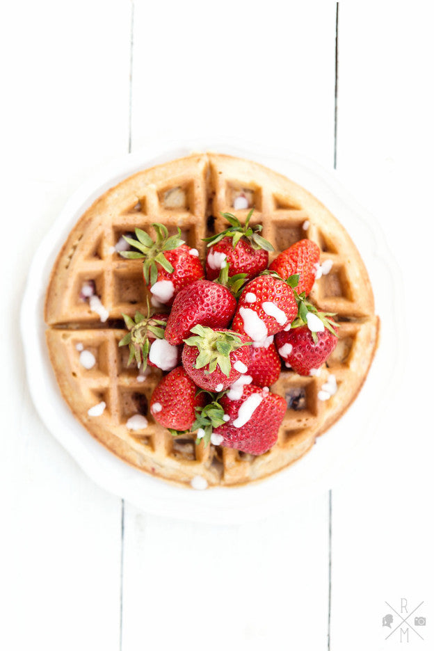 Coconut waffles with fresh strawberries