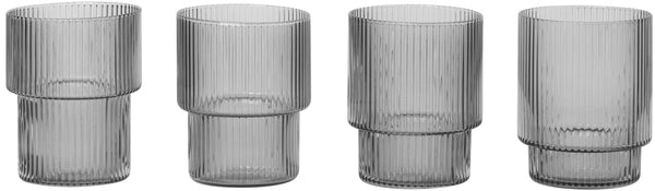 Ripple Glass – set of 4 – Smoked Grey by ferm LIVING