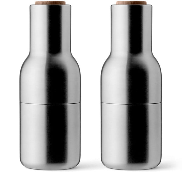 Bottle Grinder Brushed steel set by Menu