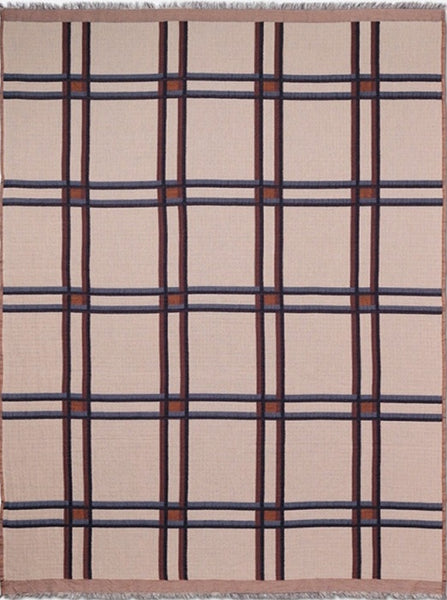 Checked Wool Blend Blanket Beige by ferm LIVING