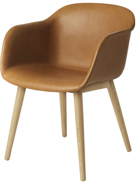Fiber Armchair Wood Base Leather by Muuto