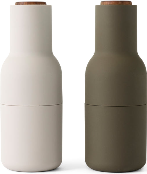 Bottle Grinder Set Hunting Green/ Beige Walnut Top by Menu