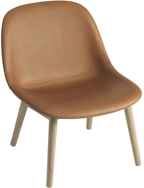 Fiber Lounge Chair Wood Base Leather Seat by Muuto