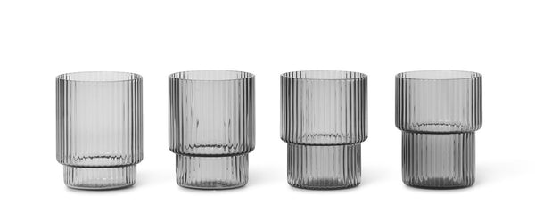 Ripple Small Glasses Set of 4 Smoked Grey by ferm LIVING